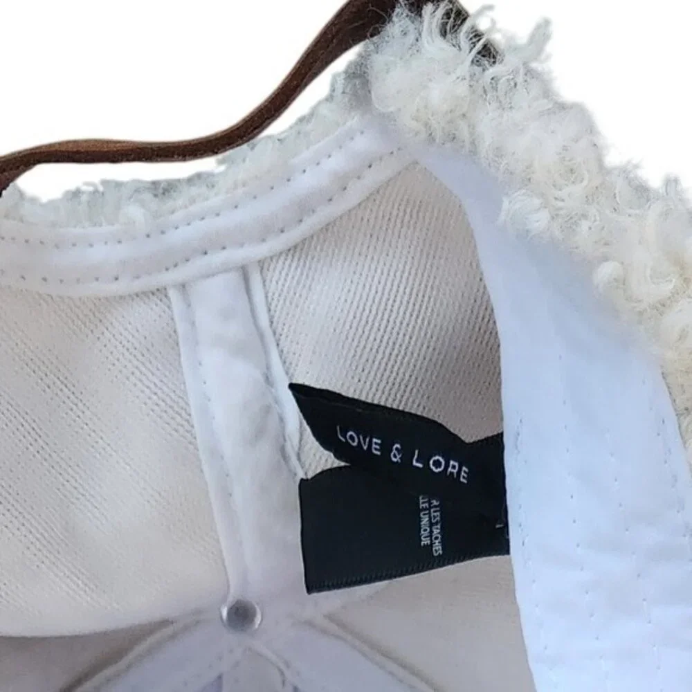 Love and Lore Cream Sherpa Baseball Cap Adjustable Strap‎ Back Hat